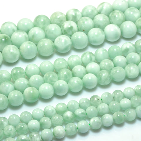 Natural Green Angelite smooth round loose beads wholesale gemstone for jewelry making bracelets necklace DIY