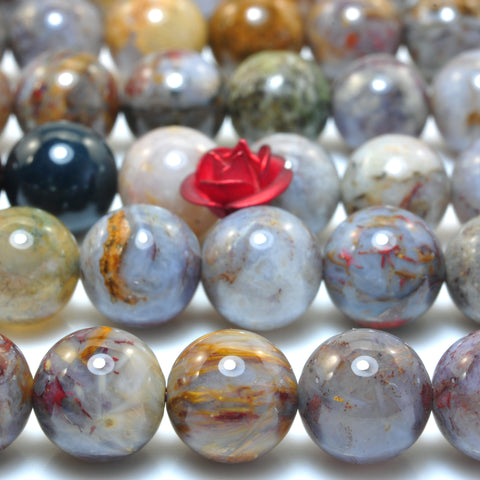 YesBeads Natural Pietersite smooth round loose beads gemstone wholesale jewelry 15"