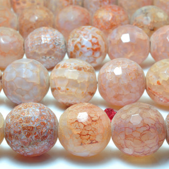 YesBeads Fire Agate Crackle Agate faceted round beads wholesale gemstone jewelry 18mm 15"