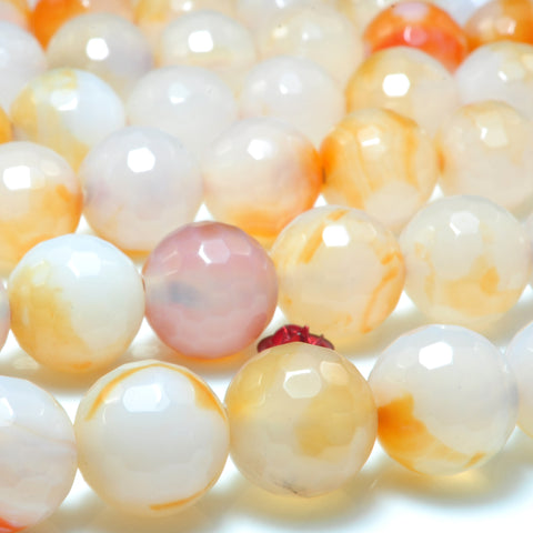 YesBeads Rainbow Agate faceted round loose beads wholesale gemstone jewelry 14mm 15"
