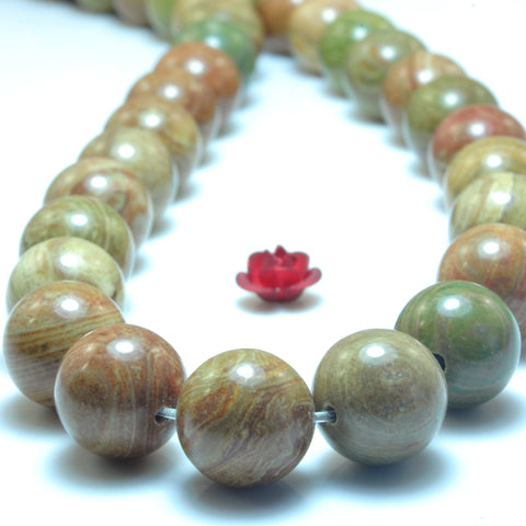YesBeads Natural Rainbow Zebra Jasper stone smooth round beads wholesale gemstone 15"