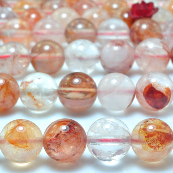 Natural Red Hematoid Quartz Crystal smooth round beads wholesale gemstone jewelry