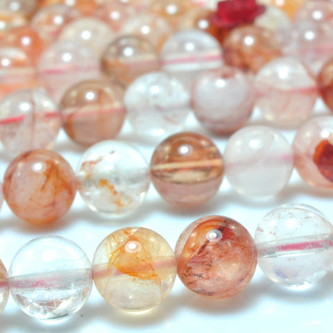 Natural Red Hematoid Quartz Crystal smooth round beads wholesale gemstone jewelry