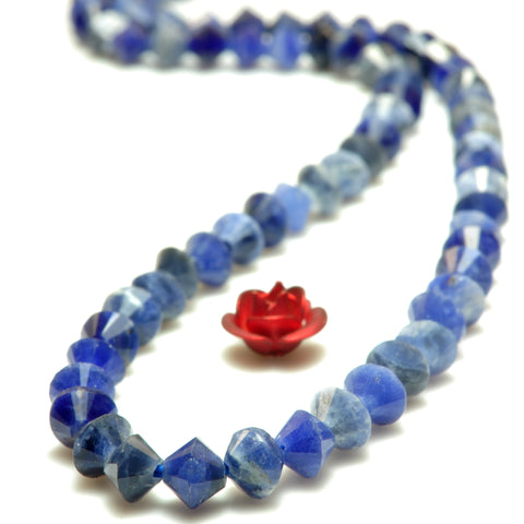 YesBeads Natural Blue Sodalite faceted disc rondelle beads gemstone wholesale jewelry 4mm 15"