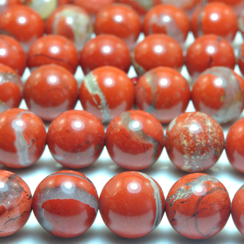 YesBeads Natural Red Jasper smooth round beads gemstone wholesale jewelry 8mm 10mm 15"