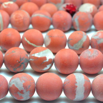 YesBeads Natural Red Jasper matte loose round beads wholesale gemstone jewelry 8mm 10mm 15"