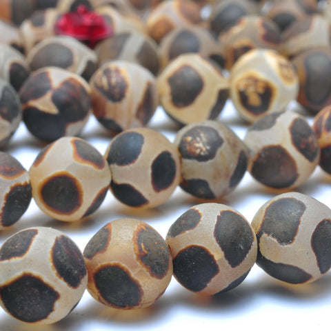 Tibetan Agate Dzi turtleback agate matte round beads wholesale gemstone jewelry making bracelet necklace diy