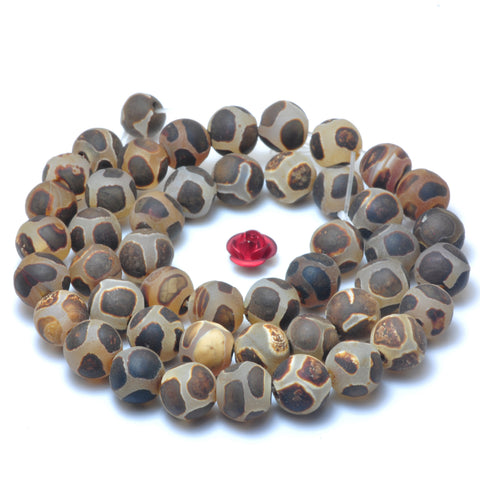 Tibetan Agate Dzi turtleback agate matte round beads wholesale gemstone jewelry making bracelet necklace diy