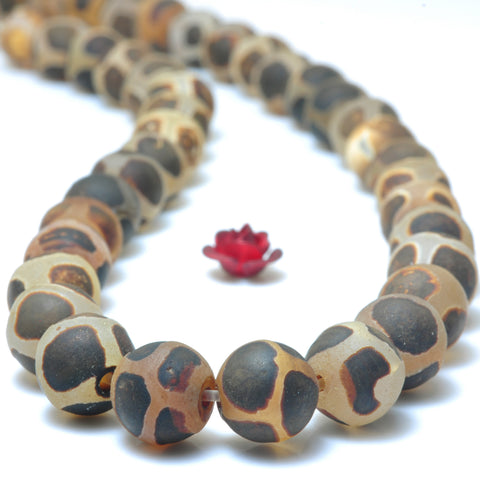 Tibetan Agate Dzi turtleback agate matte round beads wholesale gemstone jewelry making bracelet necklace diy