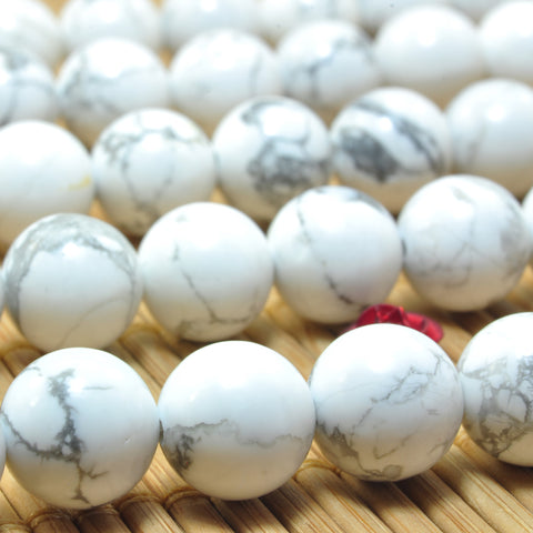 YesBeads Natural White Howlite smooth round loose beads wholesale gemstone jewelry 4mm-16mm 15"