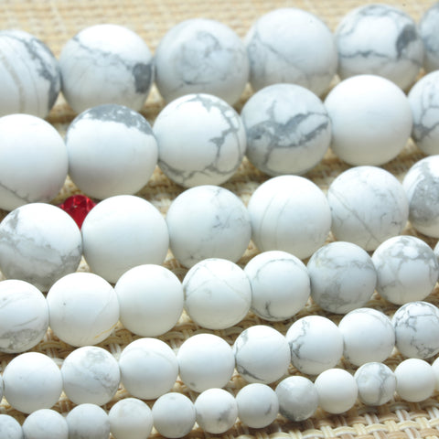 YesBeads Natural White Howlite matte round loose beads wholesale gemstone jewelry 4mm-16mm 15"