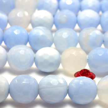 Natural Blue Agate faceted round beads wholesale gemstone jewelry bracelet necklace diy