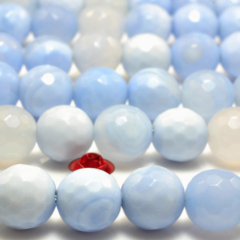 Natural Blue Agate faceted round beads wholesale gemstone jewelry bracelet necklace diy