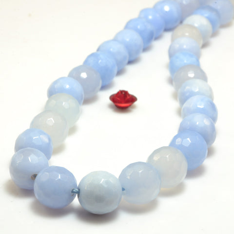 Natural Blue Agate faceted round beads wholesale gemstone jewelry bracelet necklace diy