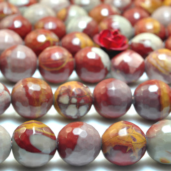 YesBeads Natural Noreena Jasper faceted round beads Australian red picture jasper gemstone 15"