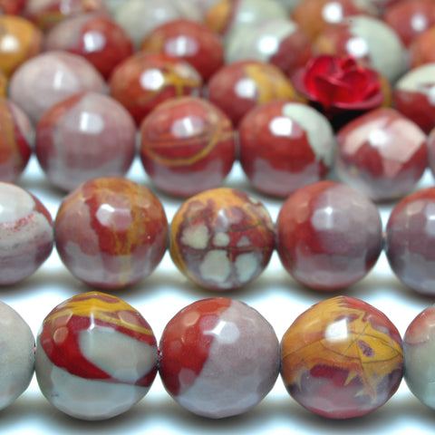 YesBeads Natural Noreena Jasper faceted round beads Australian red picture jasper gemstone 15"