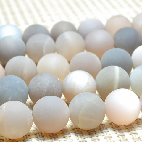 Natural Gray Moonstone matte round beads gemstone wholesale jewelry making bracelet necklace diy
