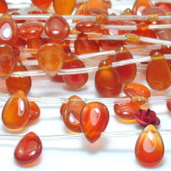 Natural Red Agate smooth teardrop beads top drill gemstone wholesale jewelry making earings diy