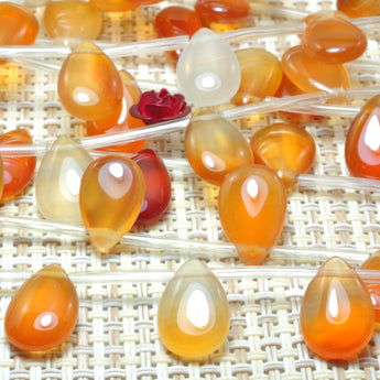 YesBeads Natural Rainbow Agate smooth teardrop beads top drill gemstone wholesale jewelry 8x12mm 15"