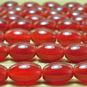 YesBeads Carnelian Red Agate smooth rice beads wholesale gemstone gemstone jewelry 15"