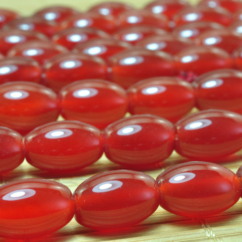 YesBeads Carnelian Red Agate smooth rice beads wholesale gemstone gemstone jewelry 15"