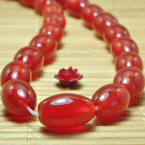 YesBeads Carnelian Red Agate smooth rice beads wholesale gemstone gemstone jewelry 15"