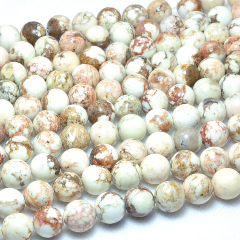 YesBeads Turquoise smooth round loose beads wholesale gemstone jewelry 10mm 15"