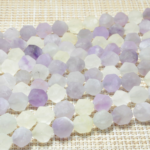 YesBeads Natural Citrine Amethyst matte star cut faceted nugget beads mix gemstone jewelry 15"