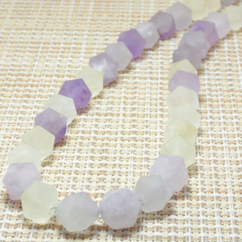 YesBeads Natural Citrine Amethyst matte star cut faceted nugget beads mix gemstone jewelry 15"