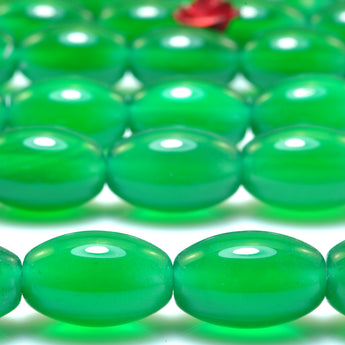 Natural Green Agate smooth rice beads wholesale gemstone jewelry making bracelet necklace diy
