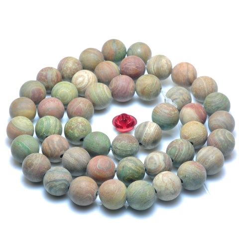 YesBeads Natural Rainbow Zebra Jasper matte round beads wholesale gemstone jewelry 6mm-12mm 15"