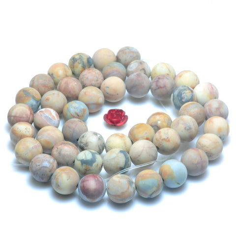 YesBeads Natural Mexico Venus Jasper matte round beads wholesale gemstone jewelry 15"