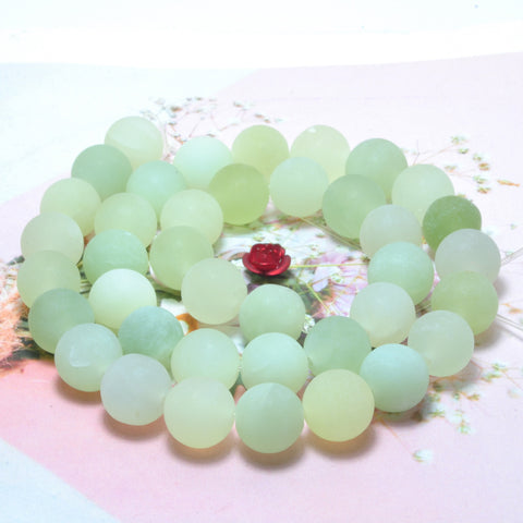 YesBeads Natural New Jade matte round loose beads gemstone wholesale jewelry 6mm -12mm 15"