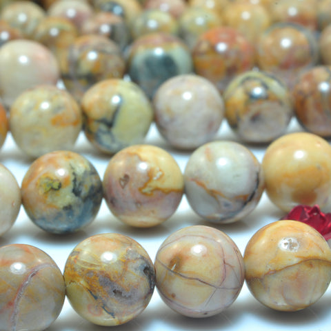 YesBeads Natural Mexico Venus Jasper smooth round loose beads wholesale gemstone jewelry 15"