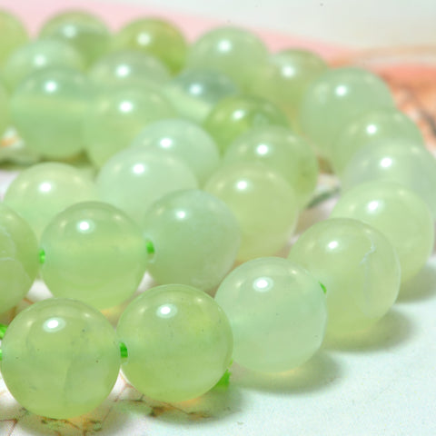YesBeads Natural New Green Jade smooth round loose beads gemstone wholesale jewelry 6mm -12mm 15"