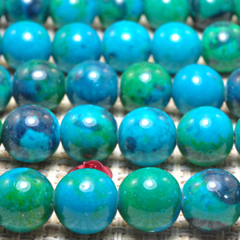 Blue Green Azurite Malachite Synthetic stone smooth round beads wholesale jewelry making 10mm