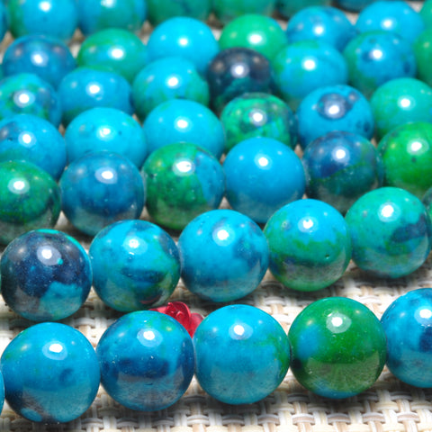 Blue Green Azurite Malachite Synthetic stone smooth round beads wholesale jewelry making 10mm