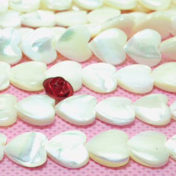 YesBeads Natural MOP white mother of pearl smooth heart beads wholesale gemstone 8mm-20mm 15"