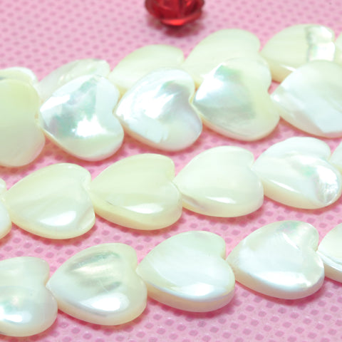 YesBeads Natural MOP white mother of pearl smooth heart beads wholesale gemstone 8mm-20mm 15"