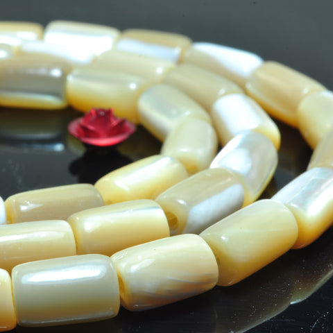 YesBeads MOP mother of pearl smooth Tube Cylinder beads wholesale gemstone jewelry 6x10mm 15"
