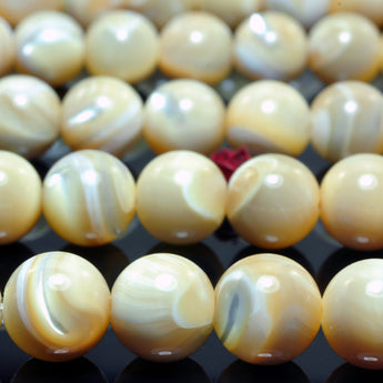 YesBeads MOP mother of pearl smooth round beads wholesale gemstone jewelry 3mm-12mm 15"