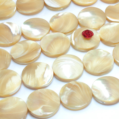 YesBeads MOP mother of pearl smooth coin beads wholesale gemstone jewelry 6mm-20mm 15"