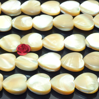 YesBeads MOP mother of pearl smooth heart beads wholesale gemstone jewelry 15"