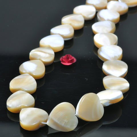 YesBeads MOP mother of pearl smooth heart beads wholesale gemstone jewelry 15"