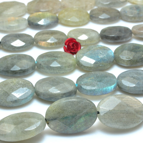 YesBeads Natural Labradorite faceted oval beads wholesale gemstone jewelry 15"