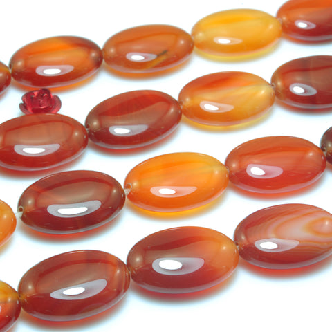 YesBeads Natural Red Rainbow Agate smooth oval beads wholesale gemstone jewelry 15"