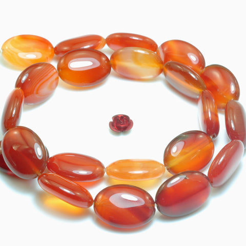 YesBeads Natural Red Rainbow Agate smooth oval beads wholesale gemstone jewelry 15"