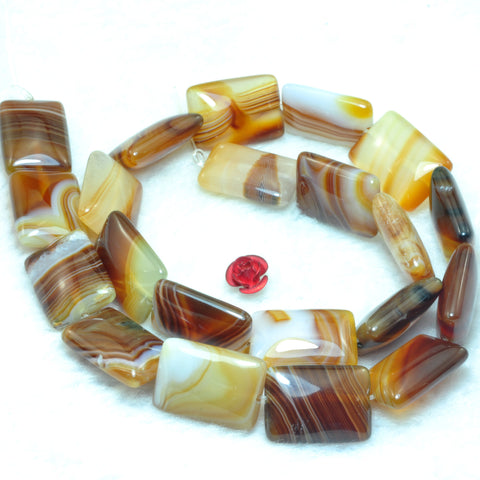 YesBeads Natural Brown Banded Agate smooth rectangle beads wholesale gemstone jewelry 15"