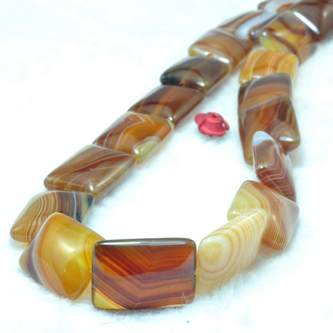 YesBeads Natural Brown Banded Agate smooth rectangle beads wholesale gemstone jewelry 15"