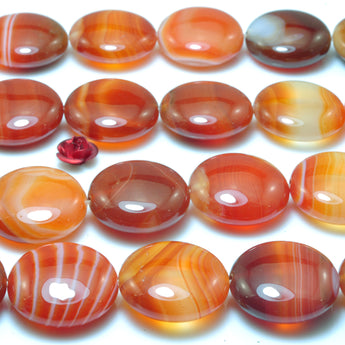 Natural Red Banded Agate smooth coin beads wholesale gemstone jewelry making bracelet necklace diy